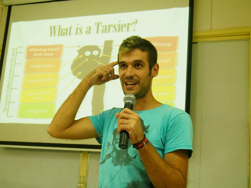 Kiko Rill, PTFI volunteer from Spain discussed about the Tarsier, during the PTFI Tarsier Educational Campaign in Holy Name University